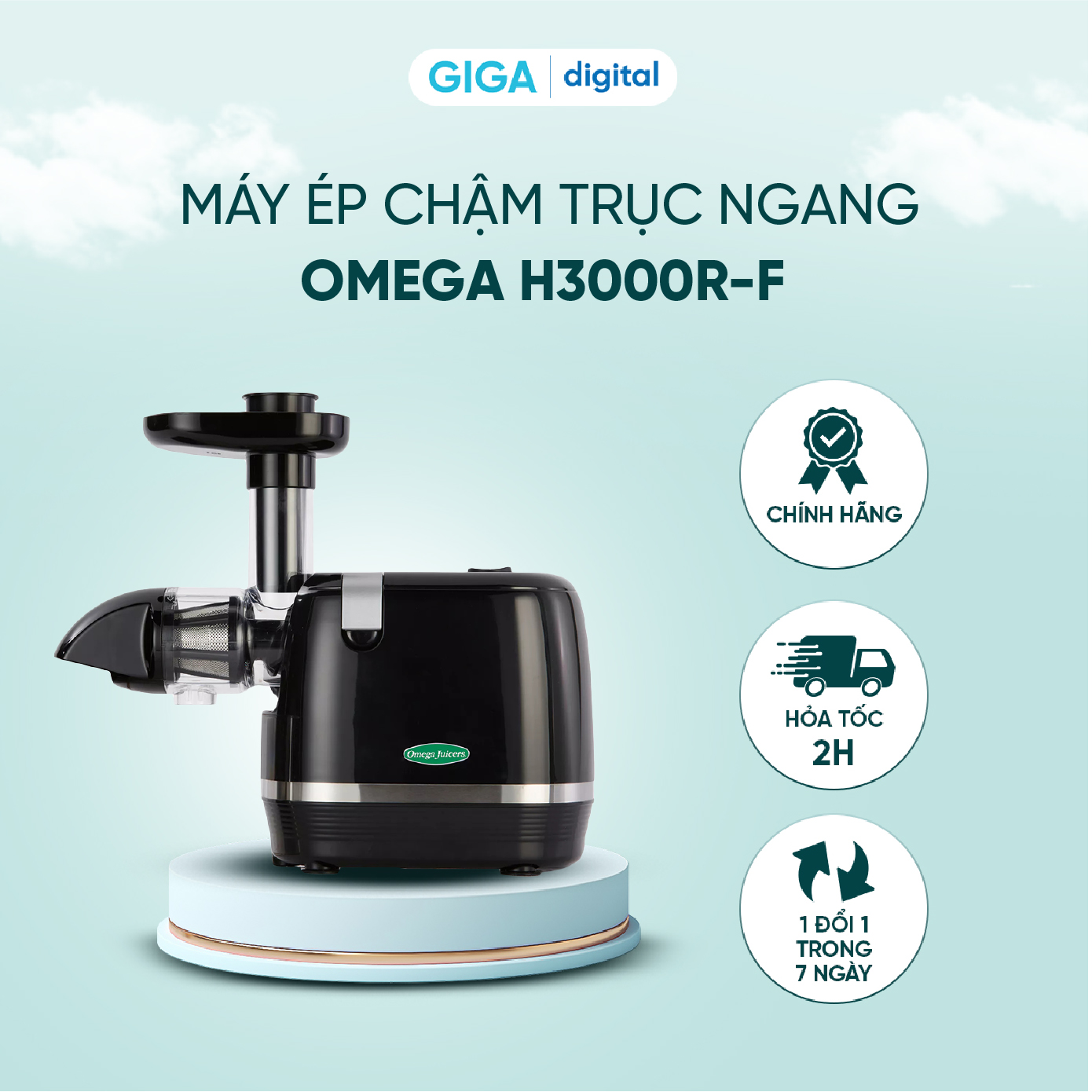 Máy ép chậm trục ngang omega h3000r-f - công suất 150w - ép siêu kiệt bã - ít tiếng ồn