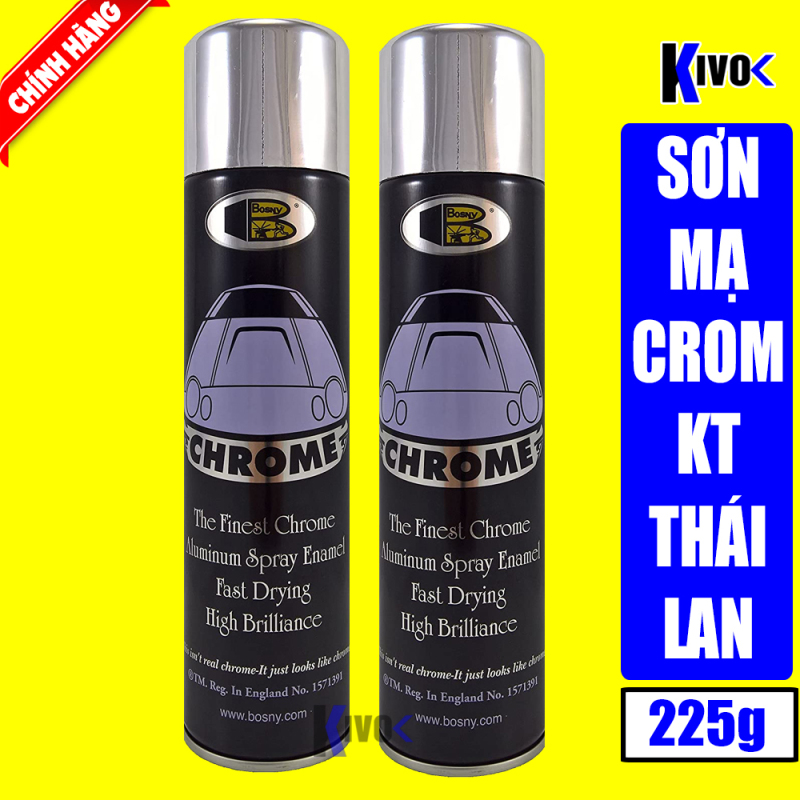Sơn Mạ Crom Inox KT Bosny - Bình Sợn Xịt Mạ Kẽm - Sơn Màu Bạc