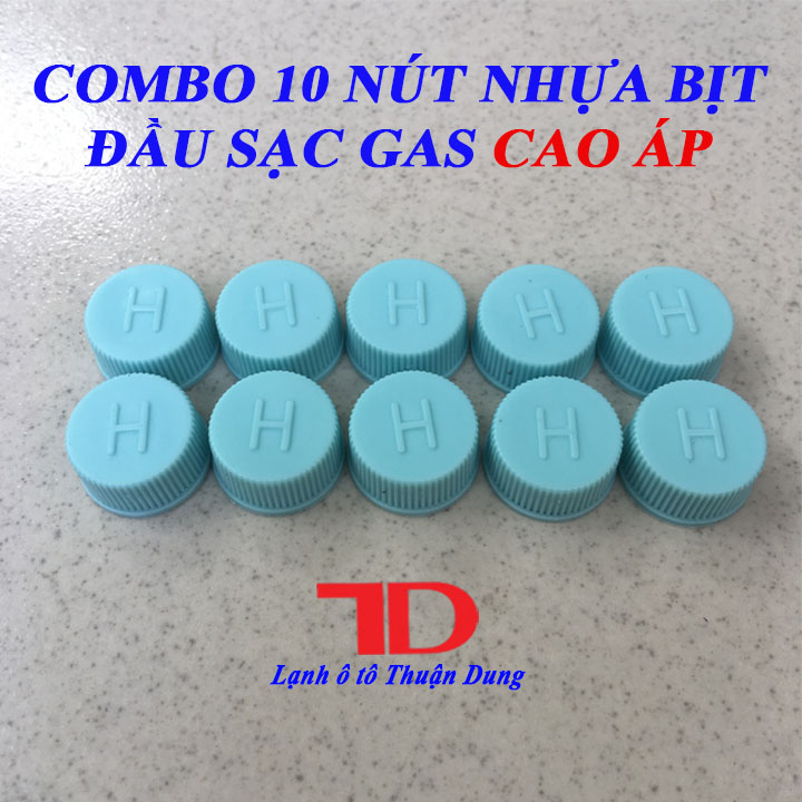Combo 10 nút nhựa bịt đầu sạc gas cao áp H màu xanh - Vật Tư Điện Lạnh Ô Tô Thuận Dung