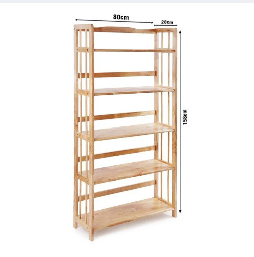 5-Tier Rubber Wood Bookshelf