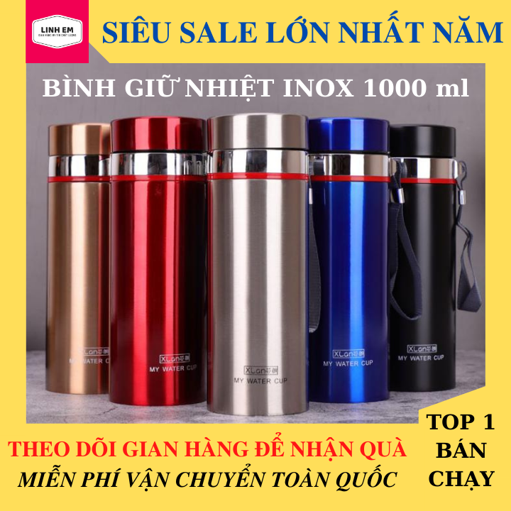 Bình giữ nhiệt inox 304 dung tích 1000ml giữ nóng, lạnh cực tốt - Bình giữ nhiệt dung tích lớn - Bình giữ nhiệt, Ly giữ nhiệt inox - Bình giữ nhiệt cute