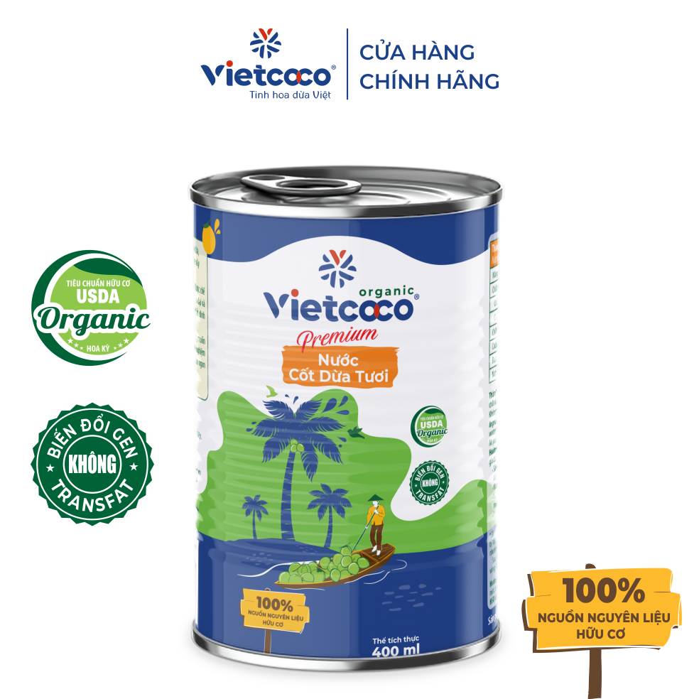 Chính hãng Nước cốt dừa tươi hữu cơ VIETCOCO 400ml