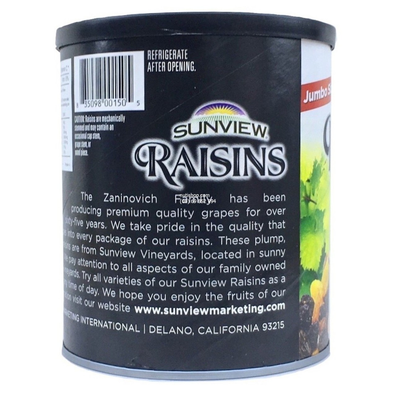 Nho Khô Raisin Sunview Hủ 425g, mix