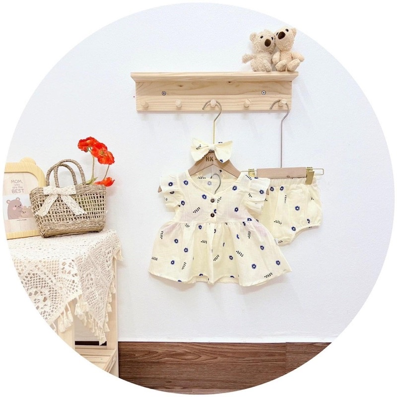 vải thô linen hoa cam đất