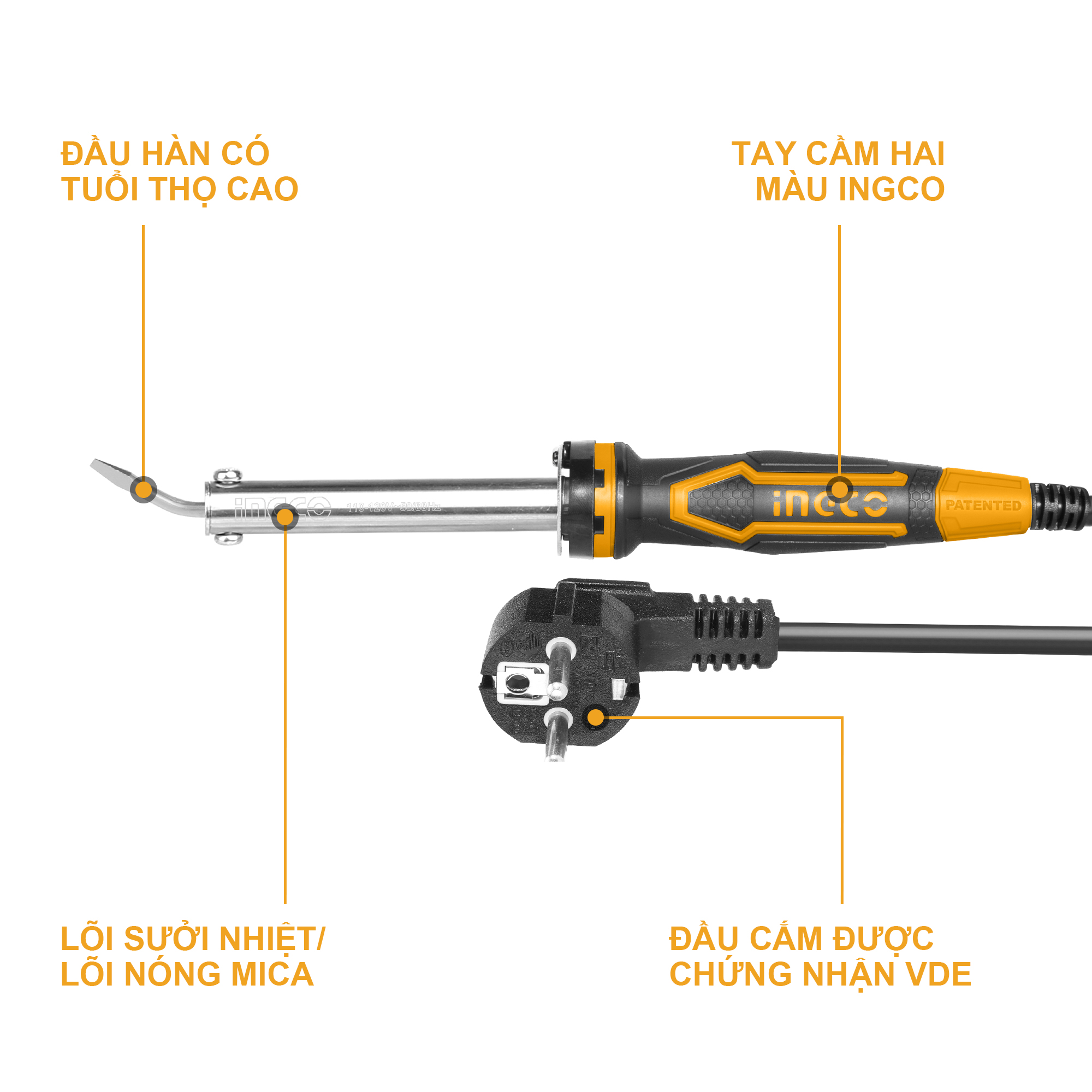 Ingco Si0268 60W Lead-Free Soldering Iron, Heating Time 3 ~ 5 Minutes