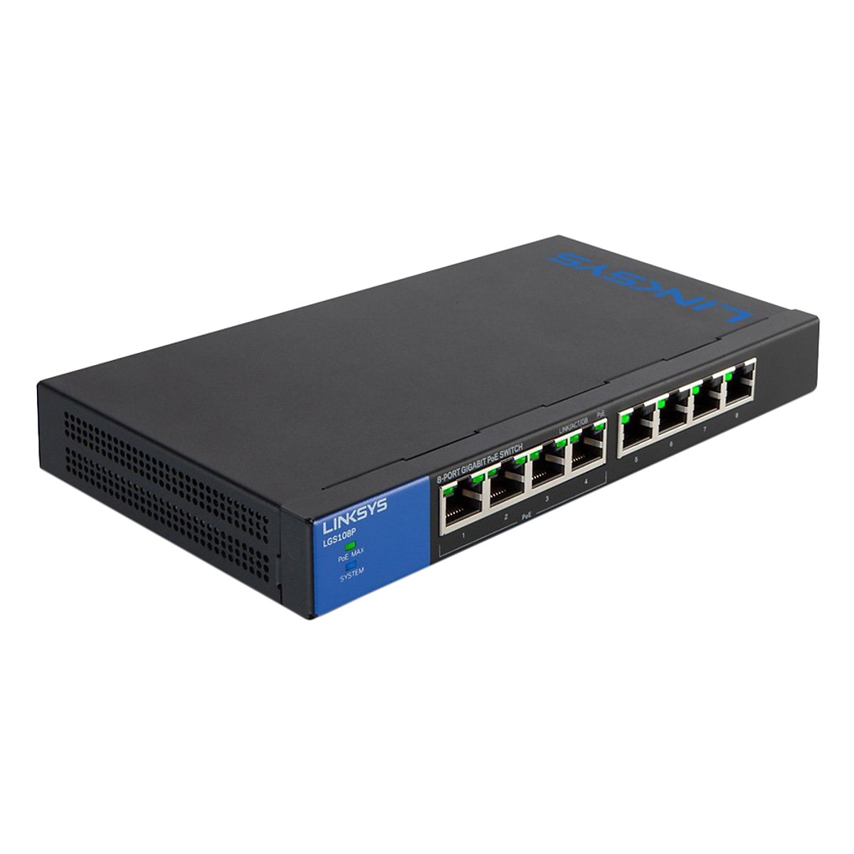 Switch LINKSYS LGS108P 8 cổng Gigabit, Hỗ trợ PoE+