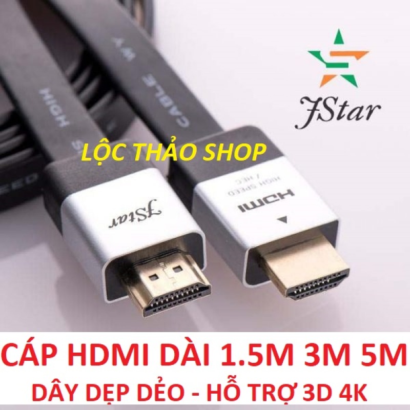Cáp HDMI dài 1.5M 3M 5M dây dẹp JSTAR Hỗ trợ 3D 4K Dây cáp HDMI