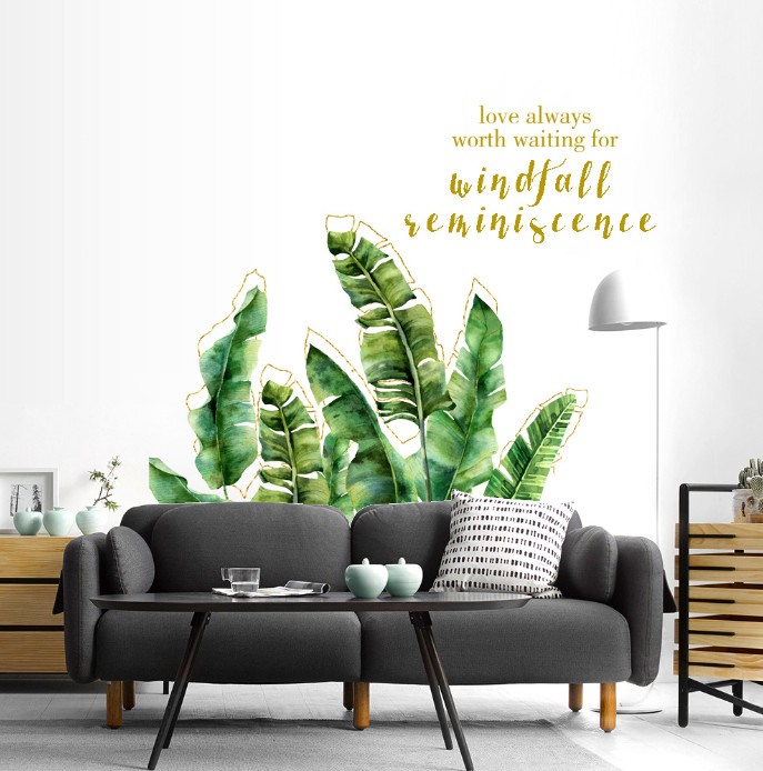 Decal wall decor-dust banana leaf green