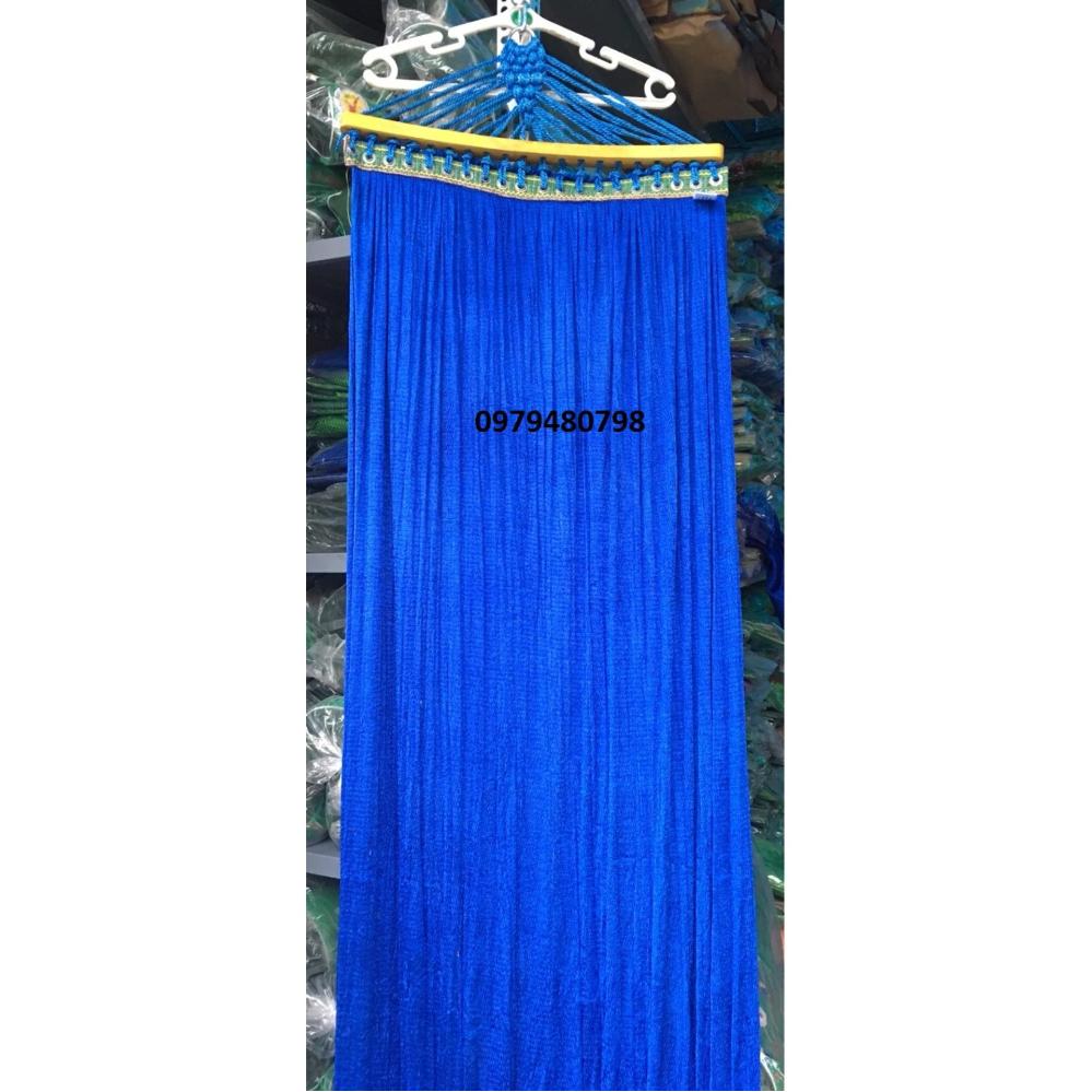 Võng cán gỗ 20 lỗ lưới rộng siêu dầy dặn màu xanh dương