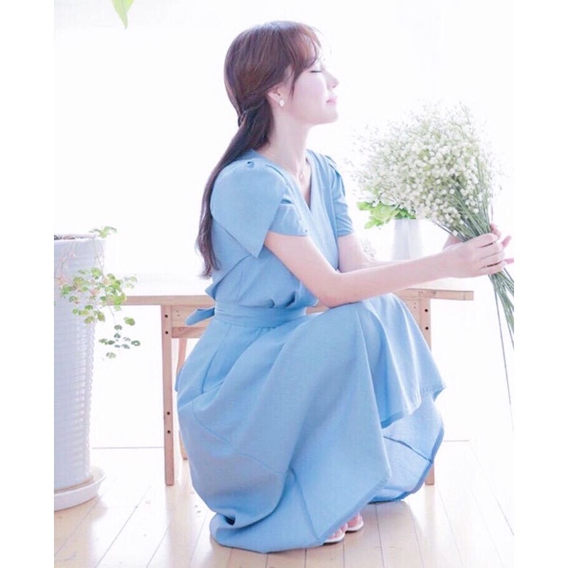 ĐẦM XÒE XANH PHỐI TAY SEN  (có ảnh thật)MS46