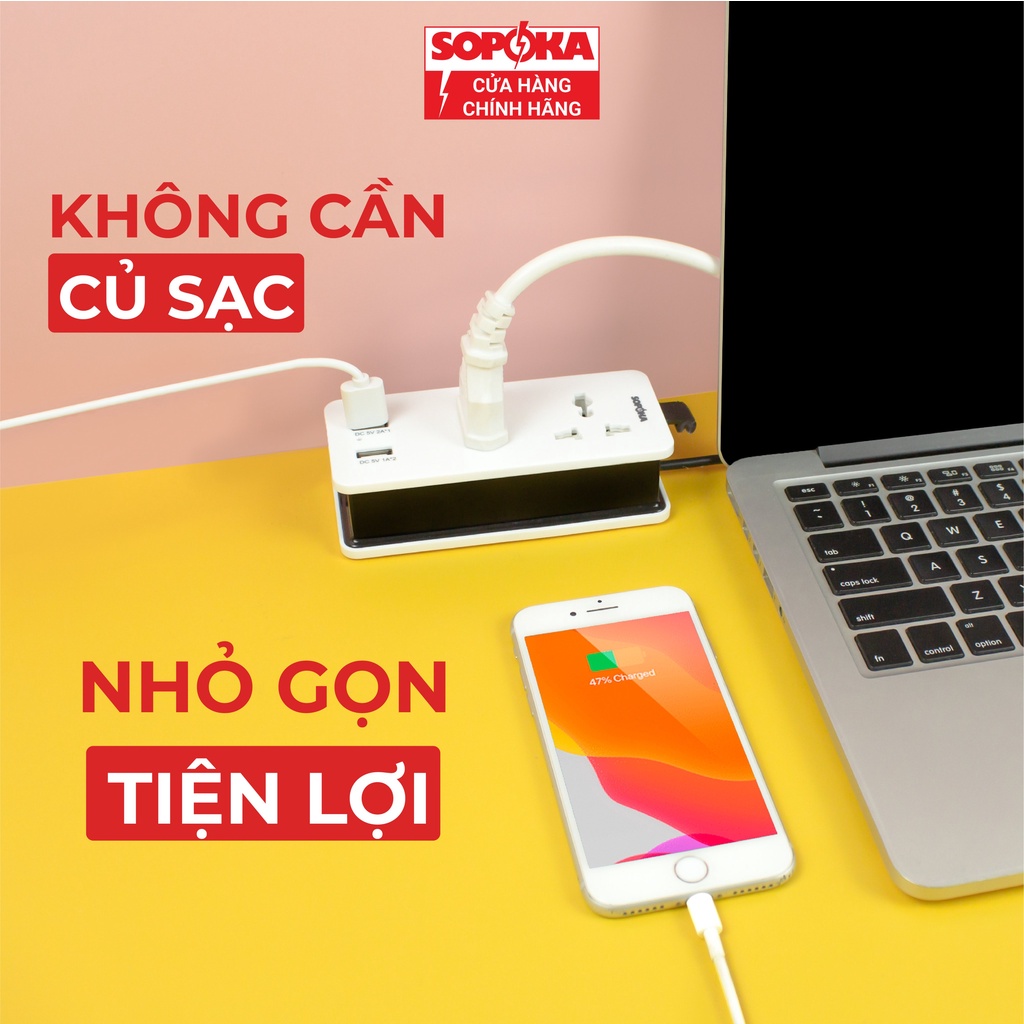 Ổ cắm điện ổ điện thông minh SOPOKA Q2U Q4U tích hợp cổng USB tiện lợi