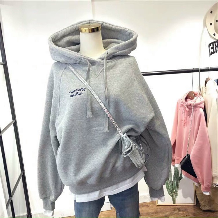 [HCM]ÁO KHOÁC HOODIE NỮ CÓ NÓN LÓT BÔNG DẦY DẶN MÀU XÁM THÊU CHỮ ĐẸP THỜI TRANG CAO CẤP THỎ TÂY SHOP94 DB03