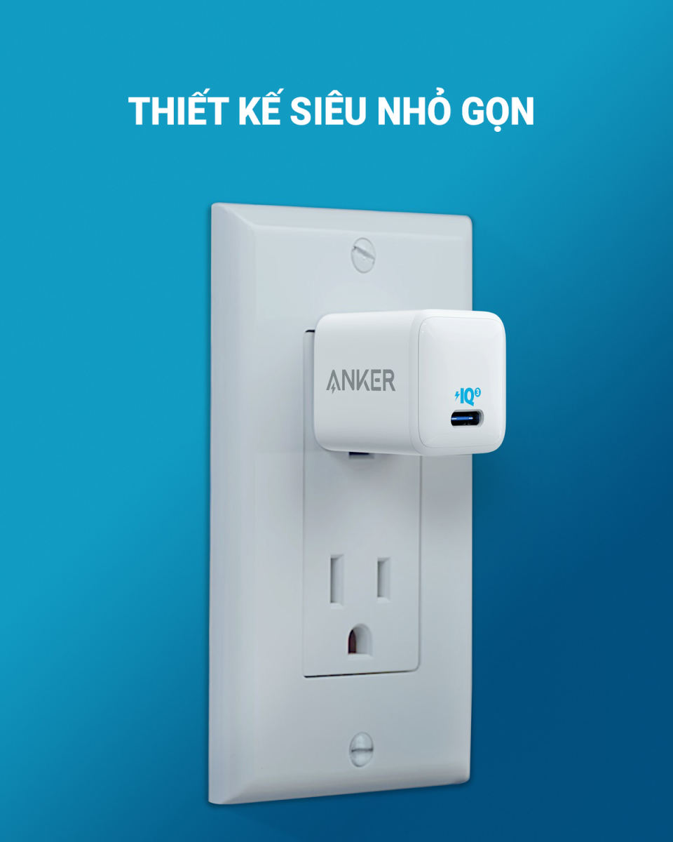 Sạc anker powerport iii nano 20w 1 cổng usb-c piq 3.0