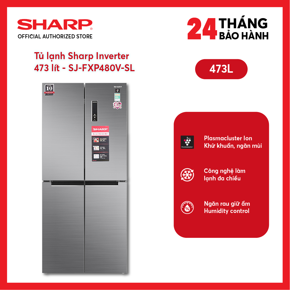 [MODEL 2026][FreeSHIP COD + Lắp Hà Nội] Tủ lạnh Sharp Inverter 323 lít SJ-BF330V-DG