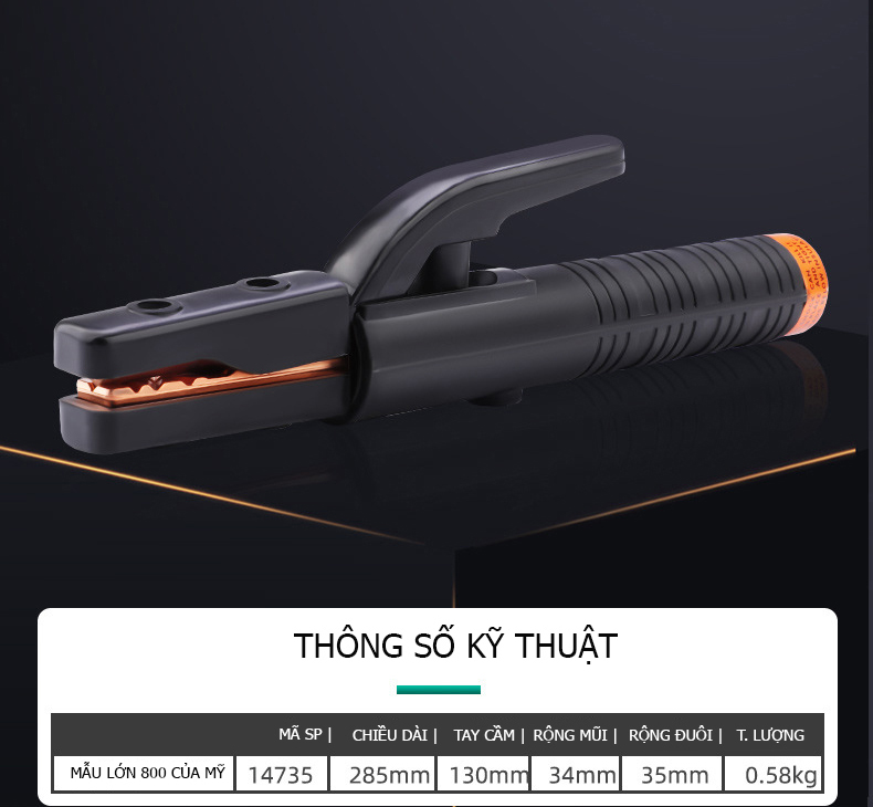 Giá đỡ điện cực hàn 500A 800A, Que điện cực hàm giữ Kìm Đồng, Điện cực Kẹp cho máy hàn - hãng Tuosen