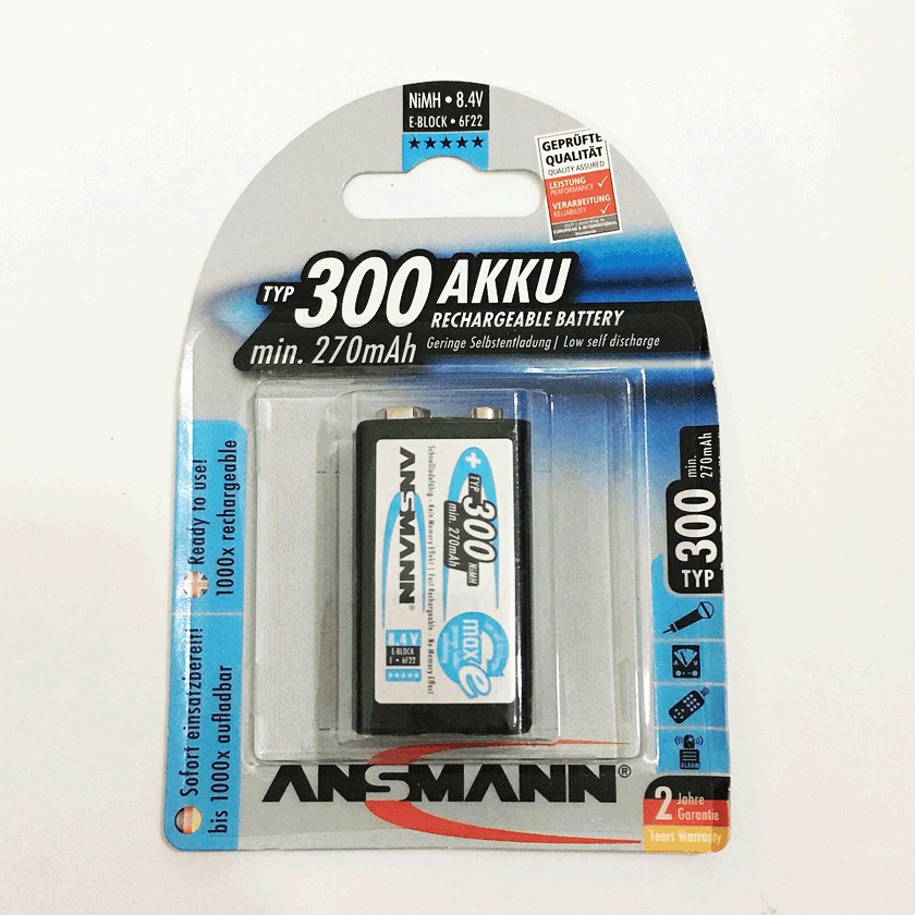1 vỉ pin sạc 9V Ansmann 270mAh (1 vỉ 1 viên)