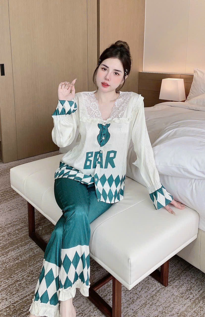 Đồ bộ mặc nhà Pijama chất lụa xước ánh kim cao cấp