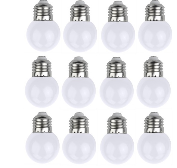 Bộ 12 bóng đèn trang trí tròn Trắng Led A40 1W E27