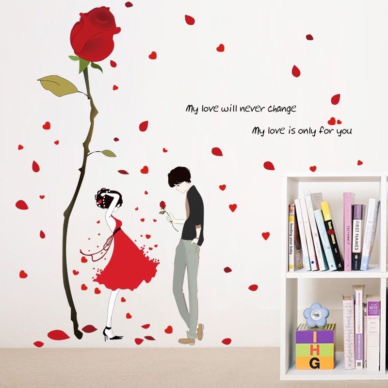 Decal dán tường, tranh dán tường cặp tình nhân bên cửa sổ