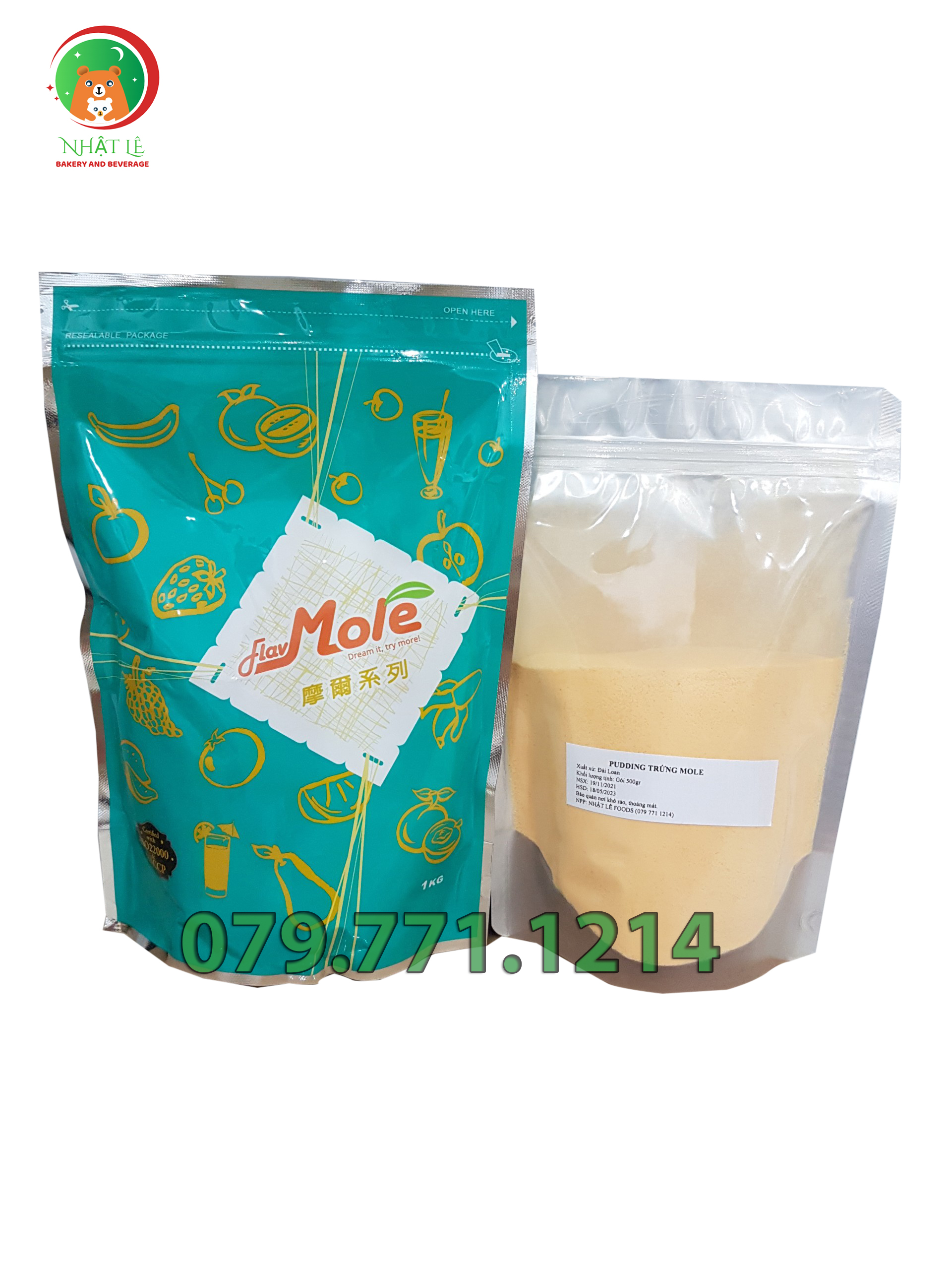 Bột Pudding Trứng (Flan Trứng) hiệu Mole Đài Loan chiết lẻ gói 500gr / 200gr / 100gr
