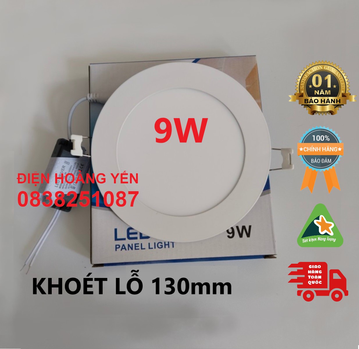 Đèn LED âm trần 9w 1 bộ đầy đủ gồm đèn - tăng phô - pat mua về chỉ gắn vào xài