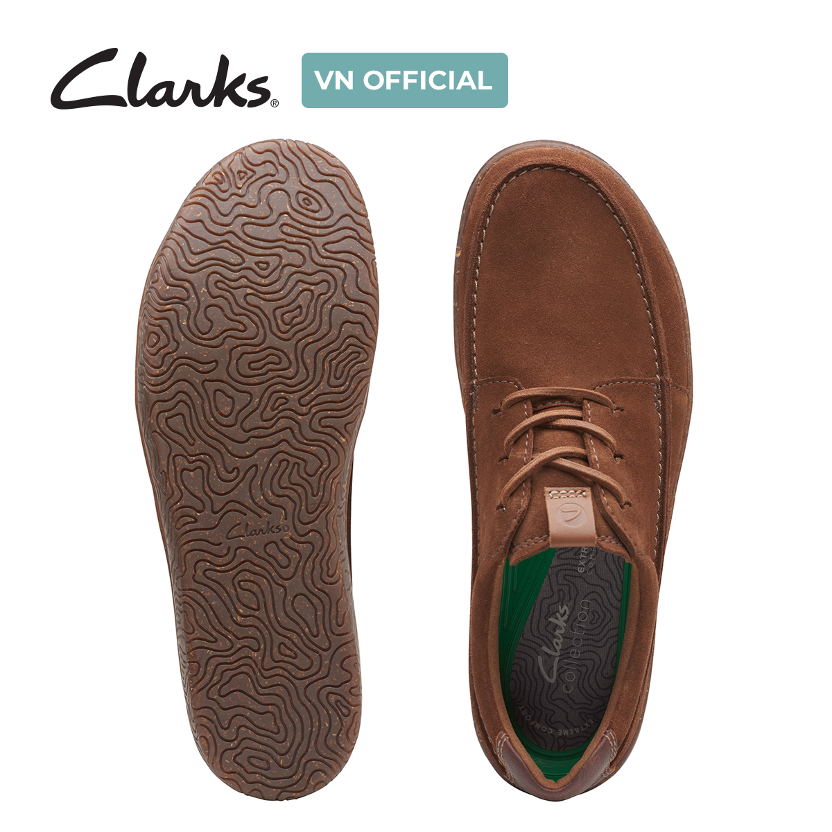 Giày Buộc Dây Da Lộn Nam Clarks - Hodson Moc