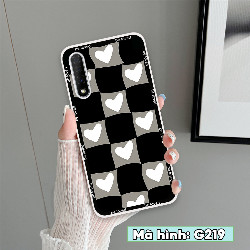Ốp lưng Vsmart Live, ốp điện thoại vsmart, vinsmart hình hoạ tiết thời trang 3D, trái tim nền kẻ caro