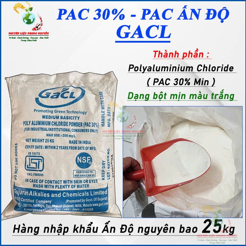 PAC 30% PAC trợ lắng, lắng cặn, lắng lơ lửng làm trong nước hồ bơi, nước ao hồ kênh rạch, PAC trắng Ấn Độ
