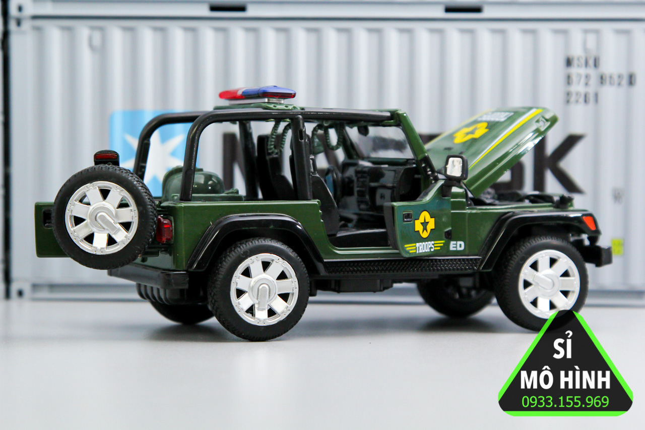 [HCM][ Sỉ Mô Hình ] Mô hình xe Jeep Rubicon mui trần Army 1:32