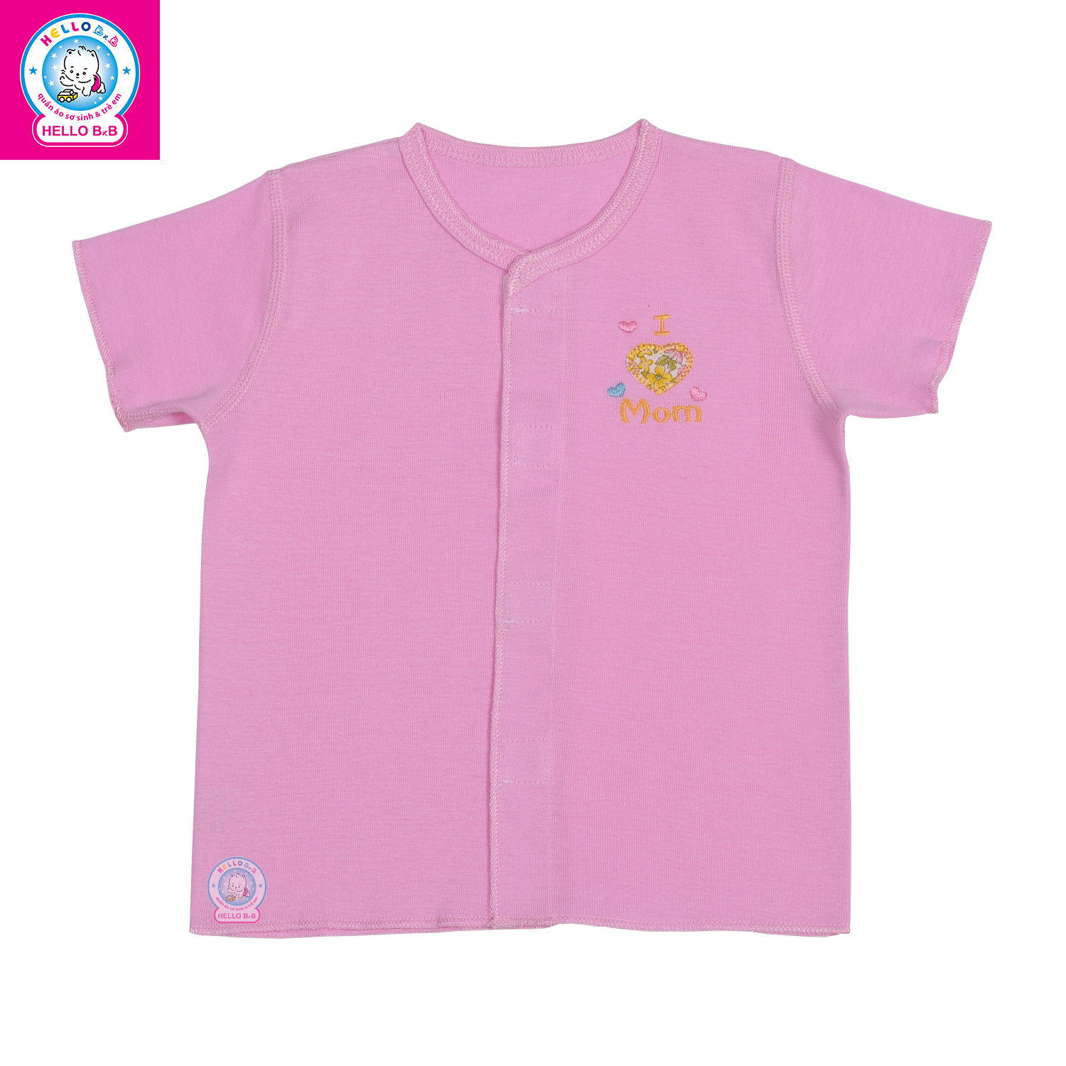 Áo sơ sinh cổ tim màu tay ngắn AL0416- Hello B&B