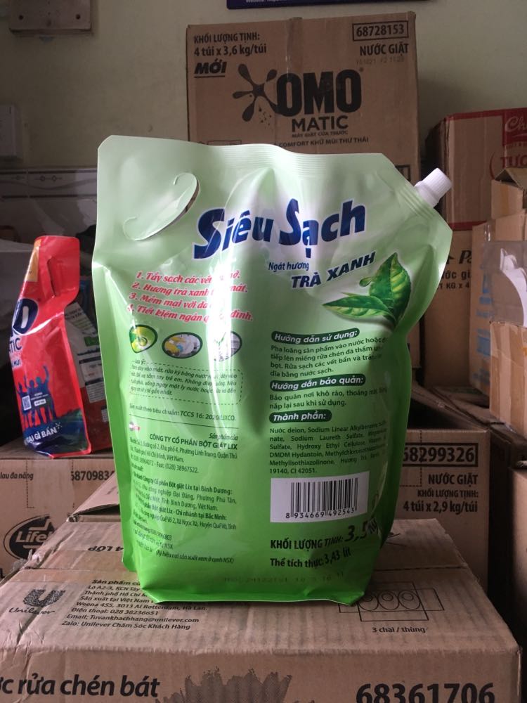 Nước rửa chén Lix siêu sạch Trà xanh 3.5kg(túi)