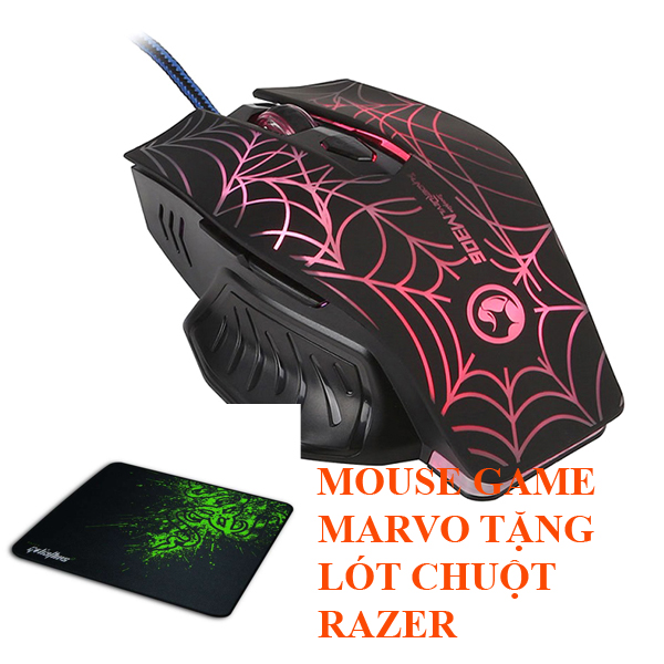 Combo chuột gaming marvo m306 chính hãng tặng lót chuột razer