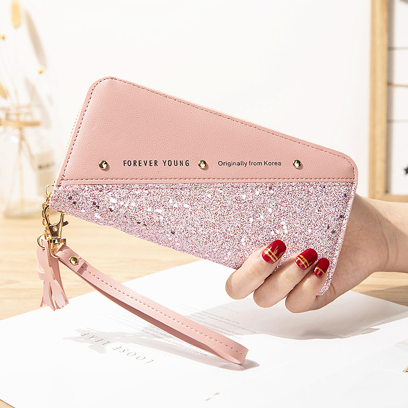 Ví nữ dài cầm tay bling bling FOA98