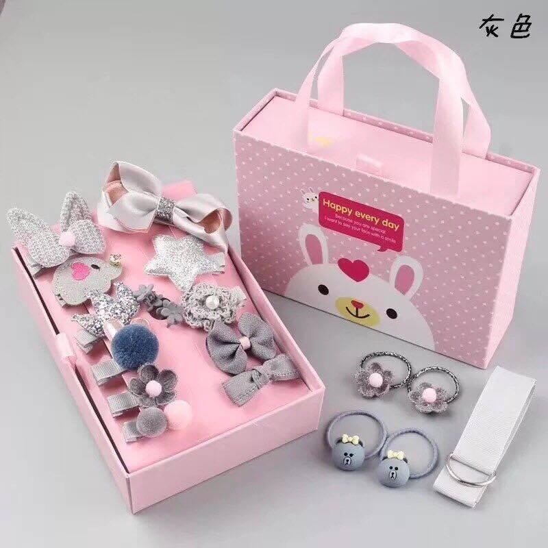 Set nơ kẹp , buộc tóc 18 chi tiết cho bé gái