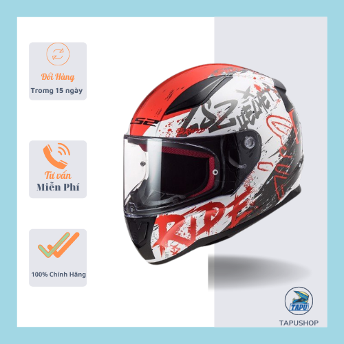 Mũ bảo hiểm fullface ls2 ff353 rapid naughty trắng đỏ