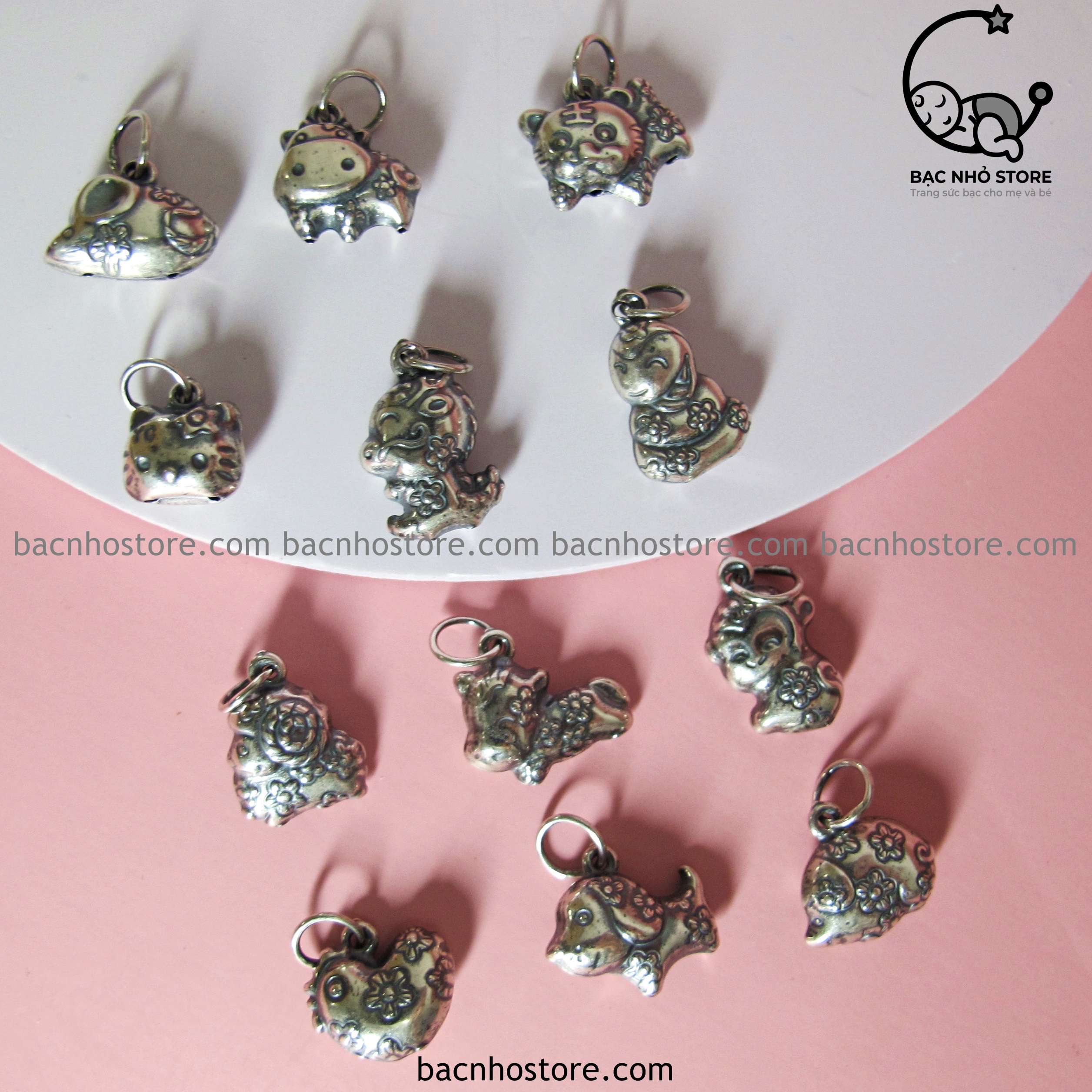 Charm gắn lắc bạc 12 con giáp phồng (con giáp đen) – C12ZĐ