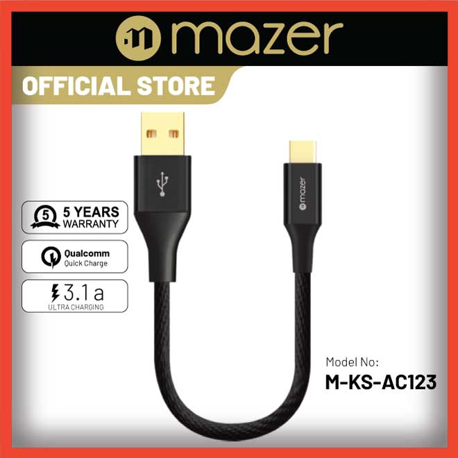 Dây Cáp Sạc Mazer ALU.DURA.TEK USB-A to USB-C Cable 3.1A (20cm - 1.2m - 2m)