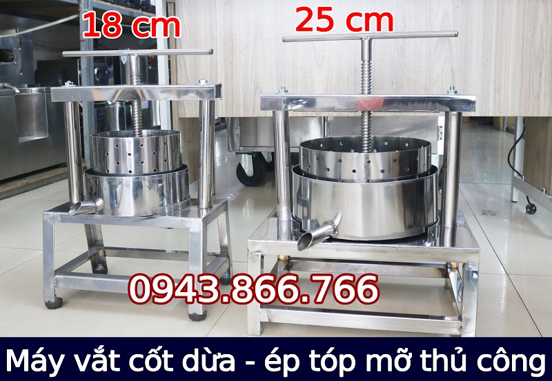 Máy vắt nước cốt dừa, ép tóp mỡ bằng tay lồng ép 18cm