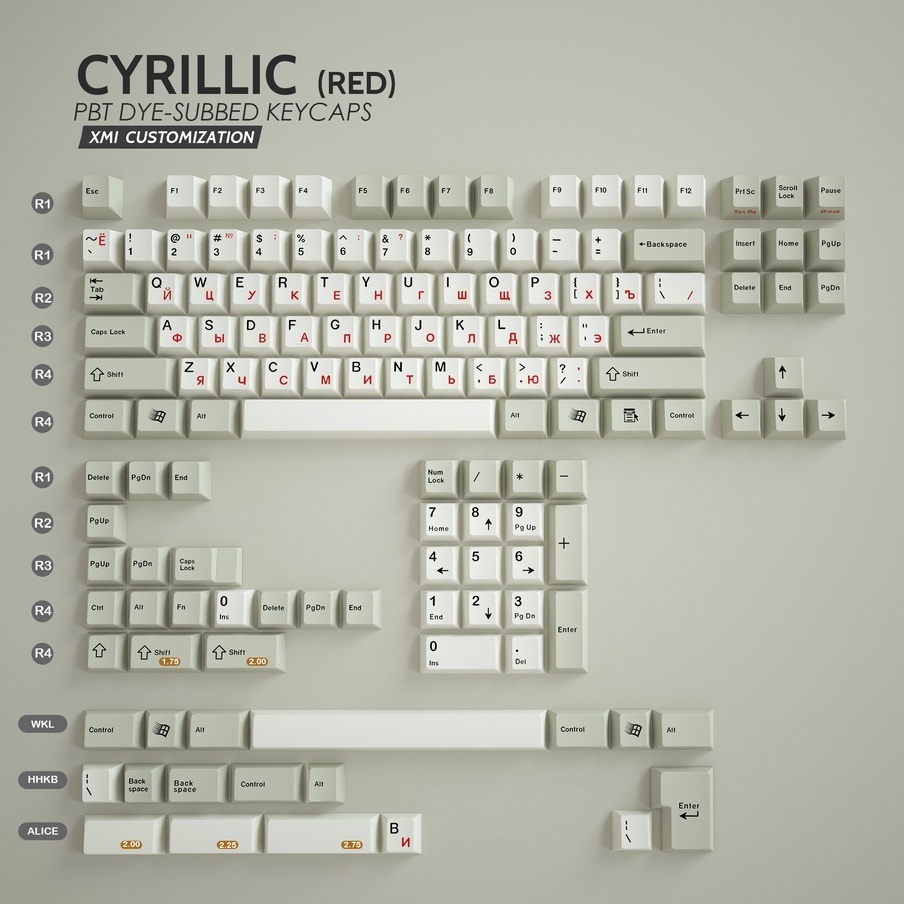 KEYCAP XMI CYRILLIC(RED)