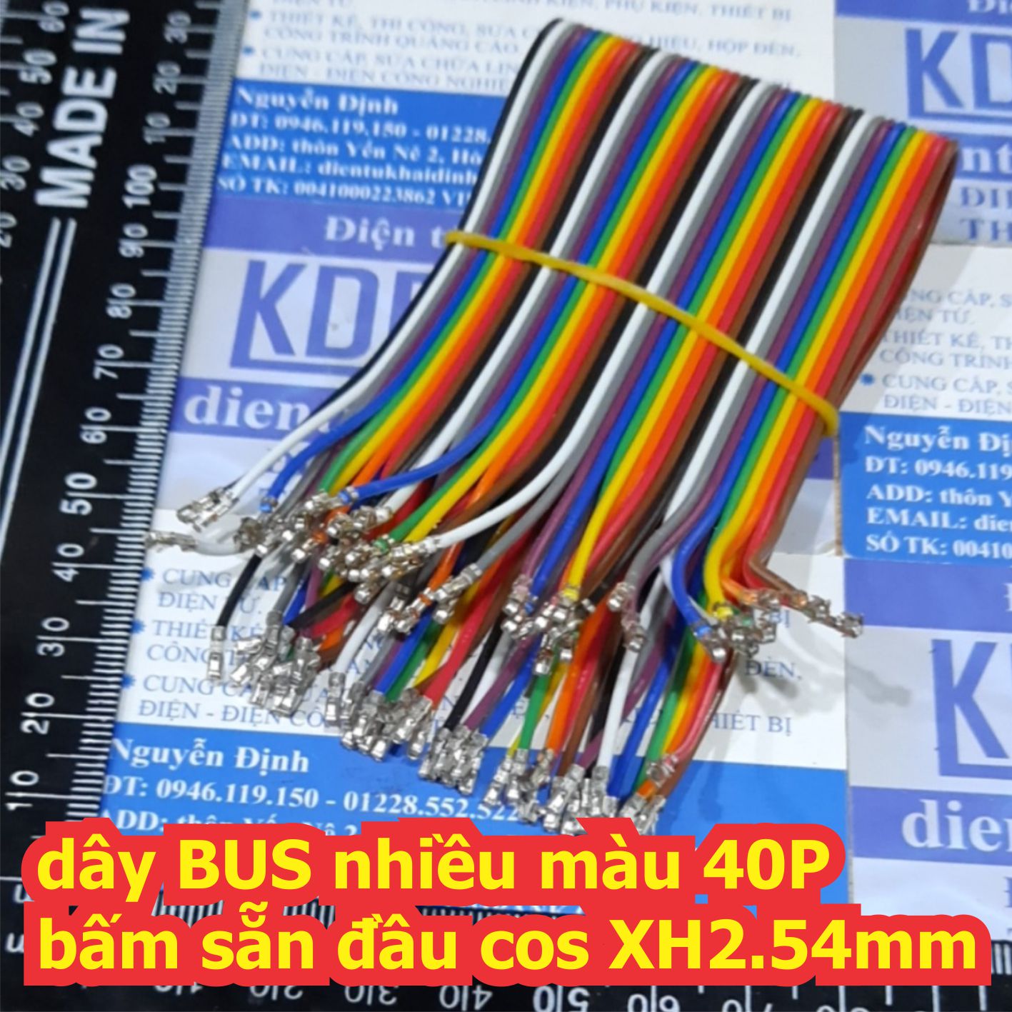 dây BUS nhiều màu 40P bấm sẵn 2 đầu cos XH2.54mm XH2.54 2.54mm dài 20cm 40cm 60cm kde6441