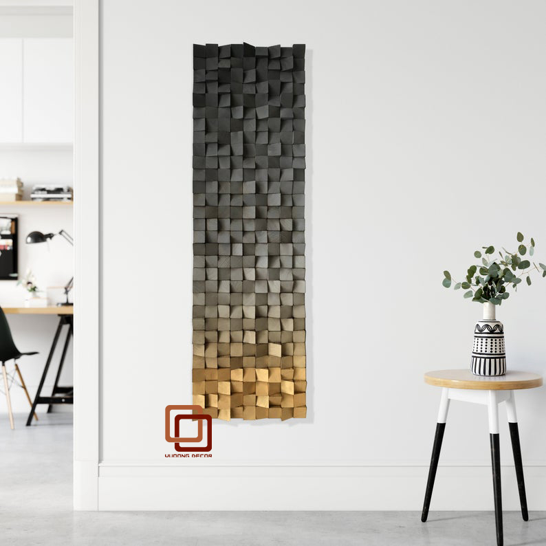 Tranh gỗ trang trí 3D GRADIENT ẤM ÁP (Wood mosaic) - KÍCH THƯỚC 30cmx1M