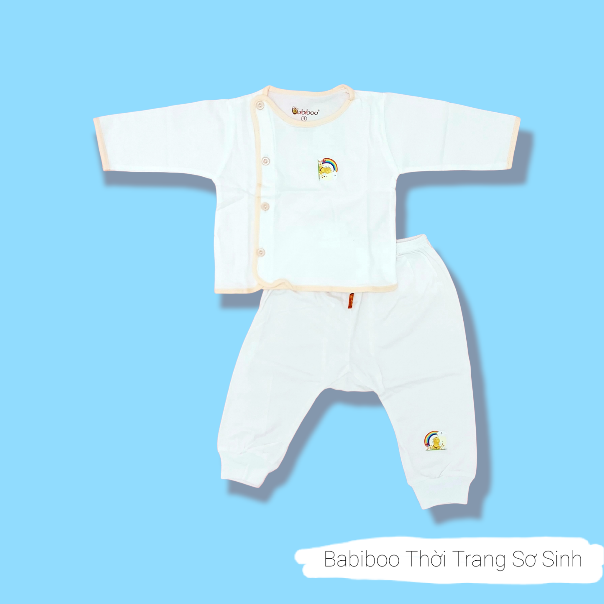 Bộ cotton sơ sinh dài tay cho bé BABIBOO - BBC27