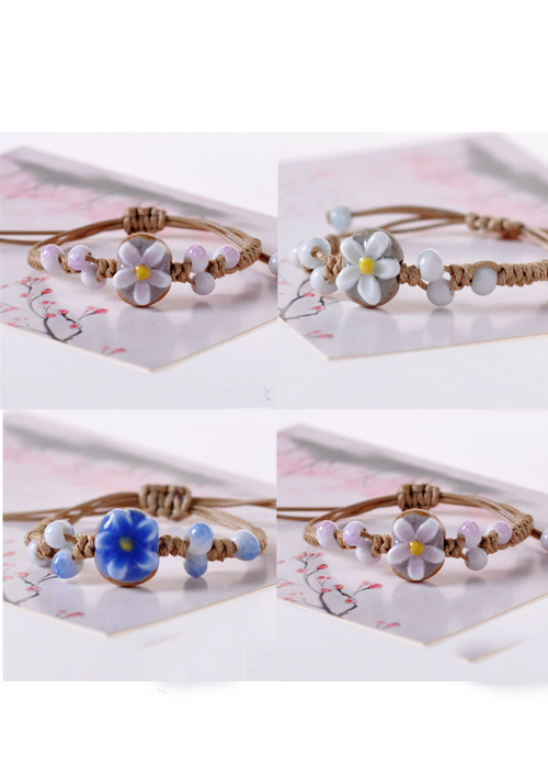 Vòng tay gốm hoa 3D dễ thương Vintage VGOM30