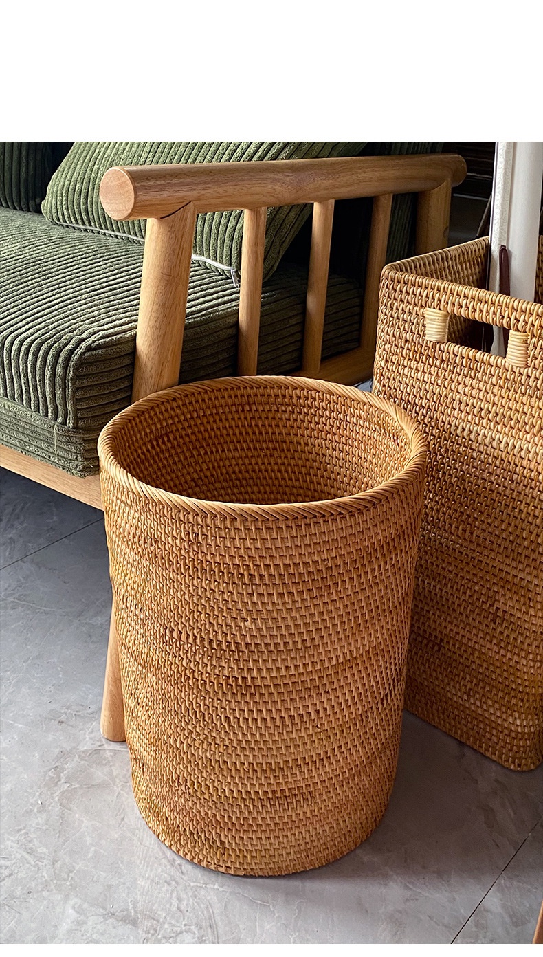 Giỏ mây đựng đồ hình trụ ECOHUB 28X22cm trang trí sắp xếp nhà cửa (Cylindrical Rattan Basket) E00315