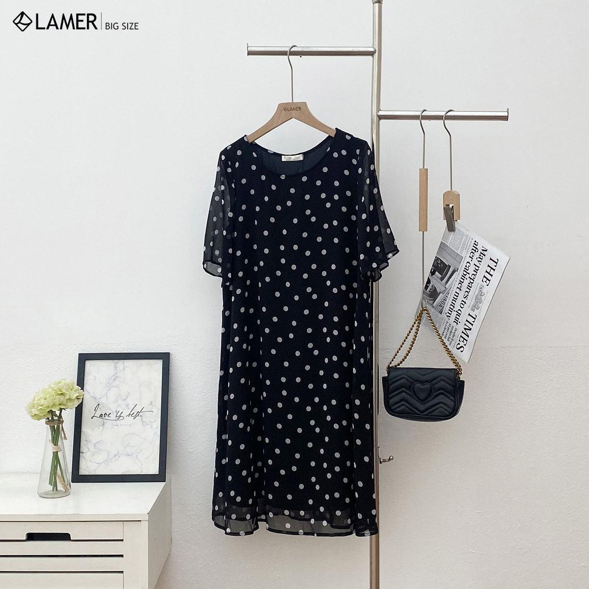 Đầm suông voan lamer cổ tròn l63t23h023