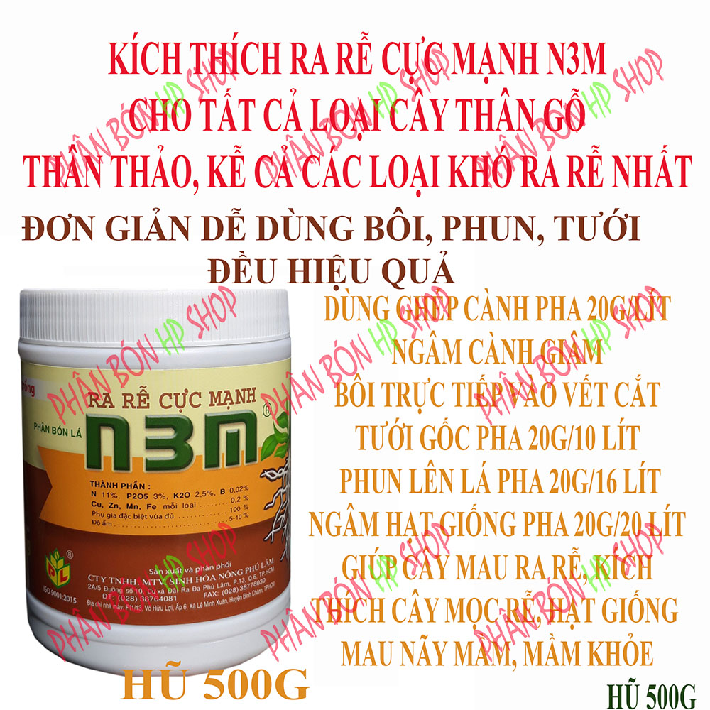 Phân Bón Lá Kích Thích Ra Rễ Cực Mạnh N3M (500g) - Kích Ra Rễ Cho Cây Ăn Trái Cây Công Nghiệp Vườn Ươm Cây Kiểng.