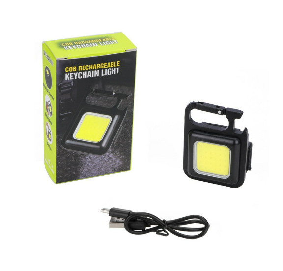 Đèn led mini COB 800 Lumens - Đèn pin siêu sáng có móc khóa đa năng chống nước, sạc usb tiện dụng