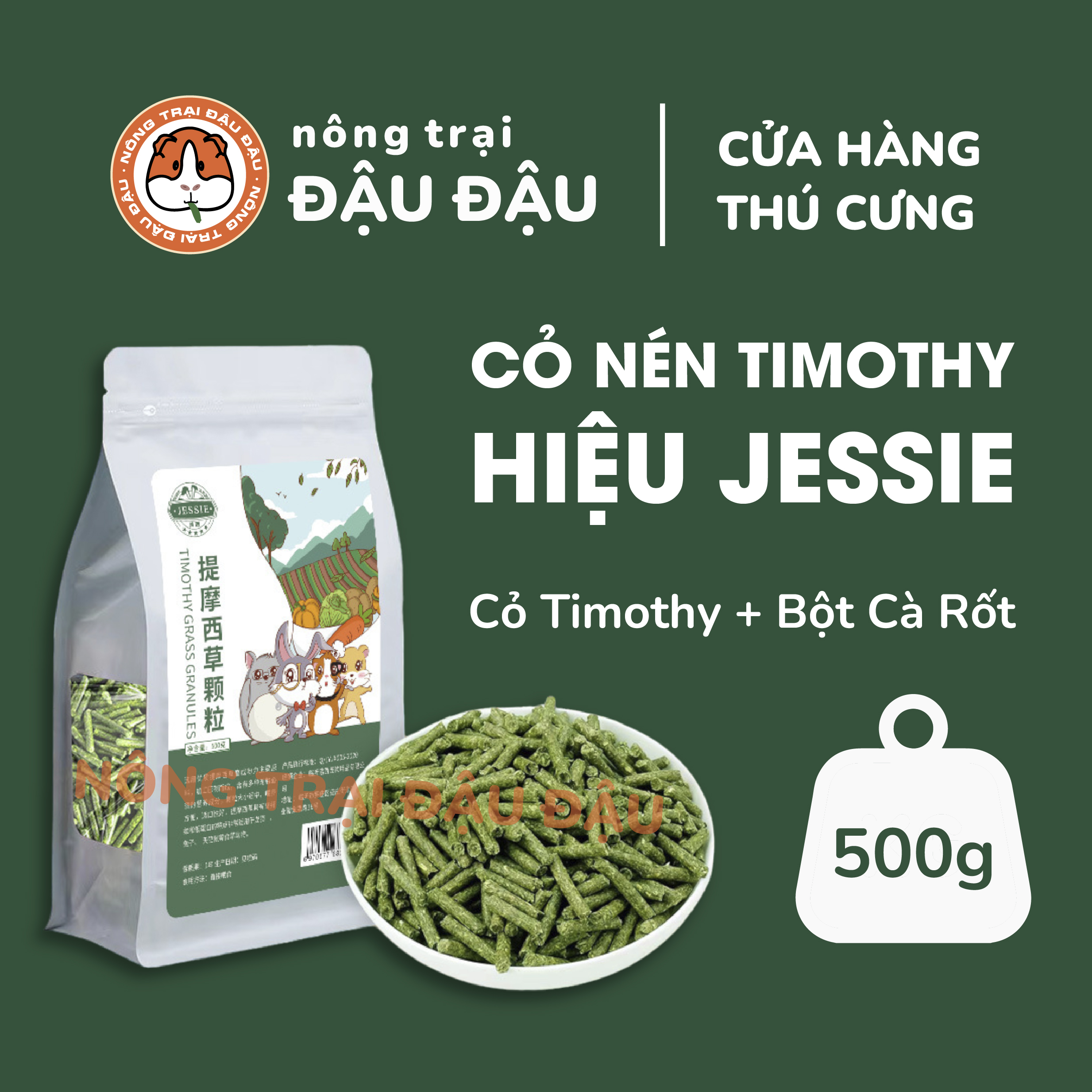 Cỏ nén timothy thức ăn cho thỏ, bọ ú, chinchilla 100% timothy nguyên chất siêu thơm