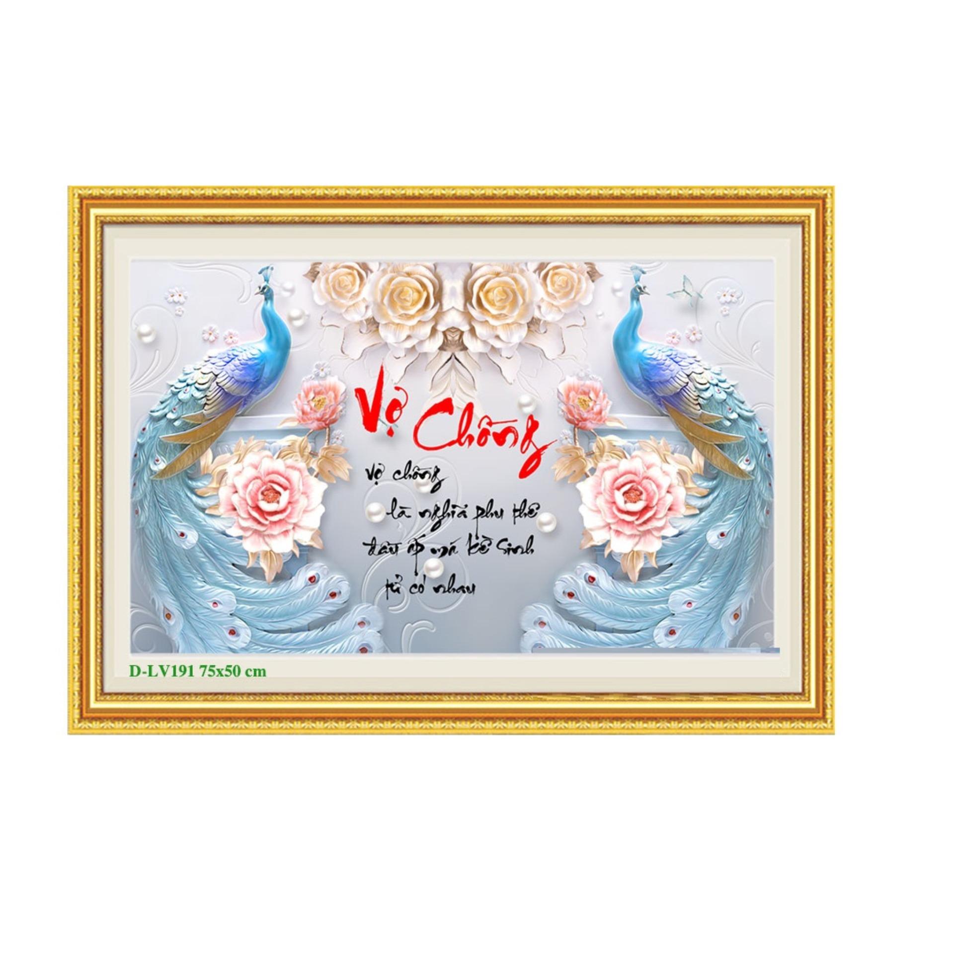 Tranh đính đá vợ chồng - LV191 Kích thước: 75*50cm