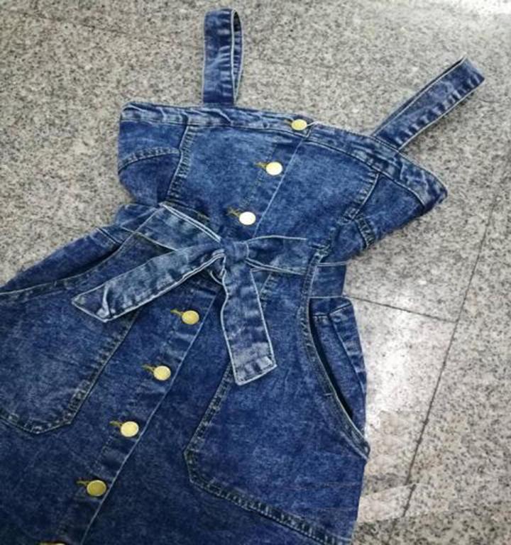 Đầm Yếm Jean Nữ Thắt Dây Eo Thời Trang